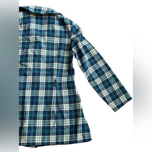 Vintage Pendleton Wool Plaid Coat Women’s S M 6 8 Blue Green USA Made Belted - Picture 10 of 13